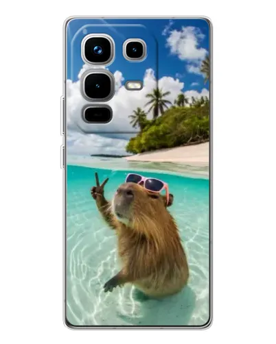 Чехол для Infinix Note 50 с картинкой «Капибара на море»