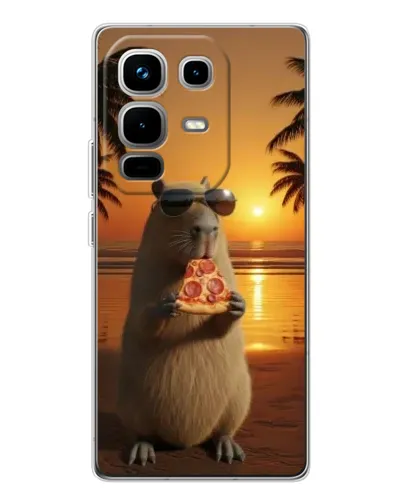 Чехол для Infinix Note 50 с картинкой «Капибара с пиццей»