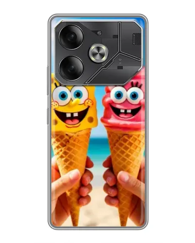 Чехол для Infinix Note 60 Ultra с картинкой «Спанч Боб мороженое»
