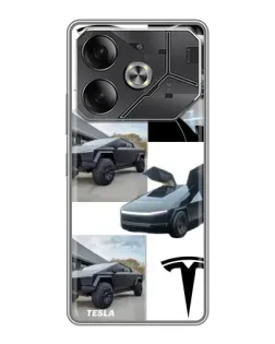 Чехол для Infinix Note 60 Ultra с картинкой «Коллаж Cybertruck Tesla»
