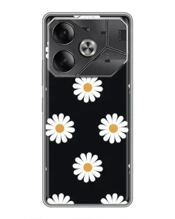 Чехол для Infinix Note 60 Ultra с картинкой «Ромашки на черном»