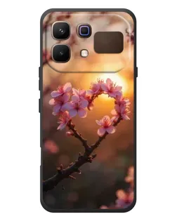 Чехол для Infinix Note 60 с картинкой «Розовый цвет сердце на фоне заката»