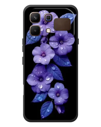 Чехол для Infinix Note 60 с картинкой «Фиолетовые цветы с росою»