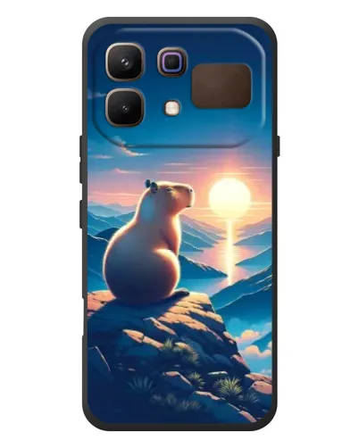 Чехол для Infinix Note 60 с картинкой «Закат солнца с капибарой»