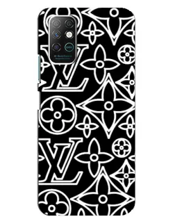 Чехол для Infinix Note 8 с картинкой «Черно-белый узор LV»