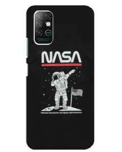 Чехол для Infinix Note 8 с картинкой «NASA — шагаем по Луне»