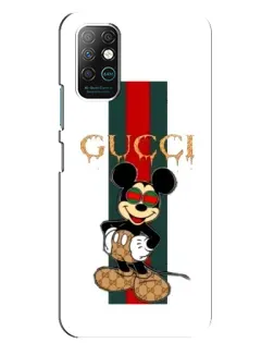 Чехол для Infinix Note 8 с картинкой «Микки Маус Gucci — полосы»