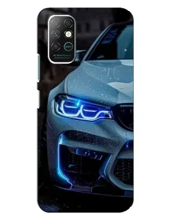 Чехол для Infinix Note 8 с картинкой «Взгляд BMW с синими фарами»
