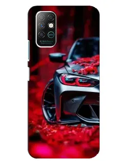 Чехол для Infinix Note 8 с картинкой «Спортивная BMW и цветы»
