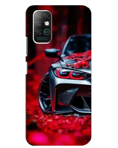 Чехол для Infinix Note 8 с картинкой «Спортивная BMW и цветы»