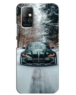Чехол для Infinix Note 8 с картинкой «BMW в зимнем лесу»
