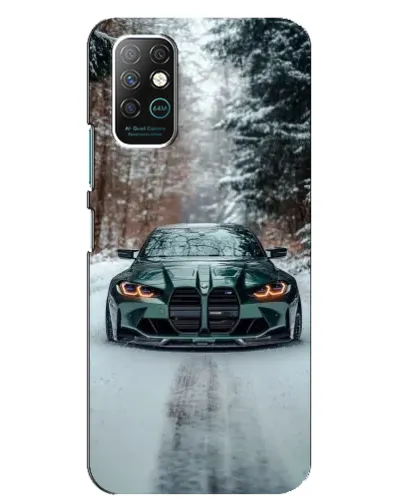 Чехол для Infinix Note 8 с картинкой «BMW в зимнем лесу»
