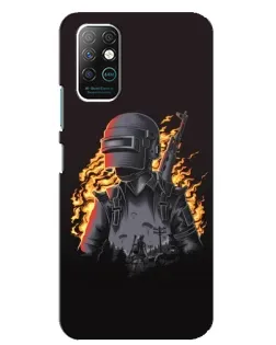 Чехол для Infinix Note 8 с картинкой «PUBG — огненный силуэт»