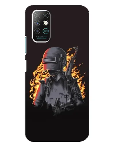 Чехол для Infinix Note 8 с картинкой «PUBG — огненный силуэт»