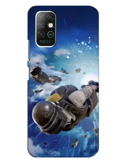 Чехол для Infinix Note 8 с картинкой «Десант PUBG — прыжок»