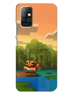 Чехол для Infinix Note 8 с картинкой «Майнкрафт закат солнца»