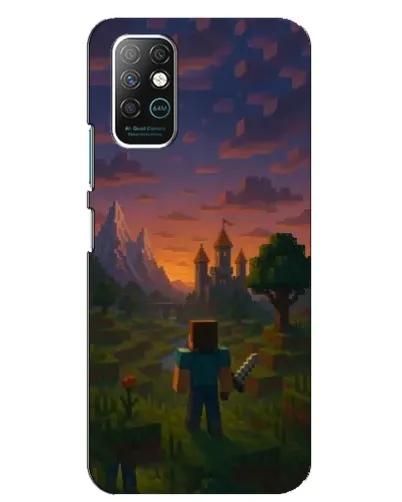 Чехол для Infinix Note 8 с картинкой «Стив у башни»