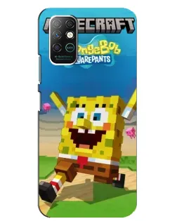 Чехол для Infinix Note 8 с картинкой «Губка Боб Minecraft»