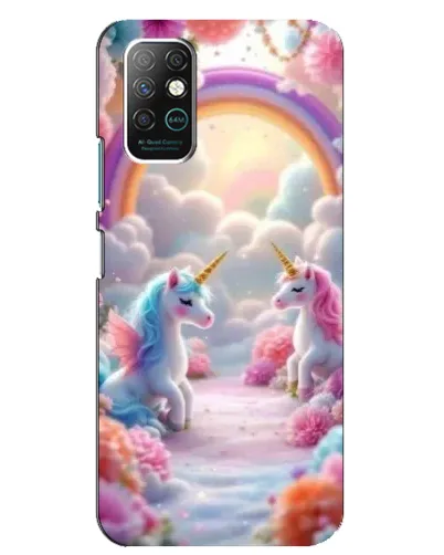 Чехол для Infinix Note 8 с картинкой «Радуга и единороги»