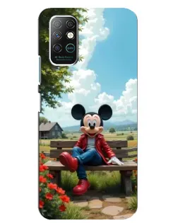 Чехол для Infinix Note 8 с картинкой «Микки на скамейке»