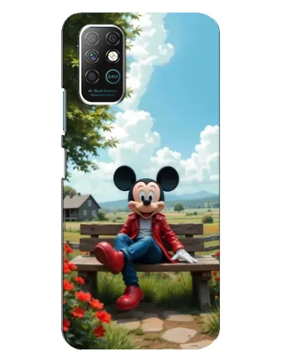 Чехол для Infinix Note 8 с картинкой «Микки на скамейке»