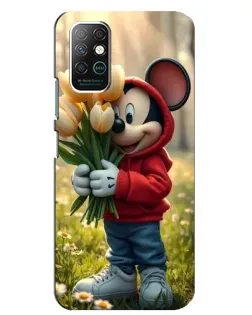 Чехол для Infinix Note 8 с картинкой «Микки с тюльпанами»