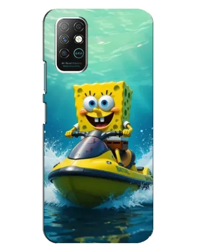 Чехол для Infinix Note 8 с картинкой «Спанч Боб на гидроцикле»