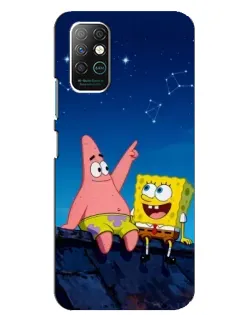 Чехол для Infinix Note 8 с картинкой «Губка Боб и Патрик ночью»