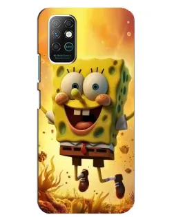 Чехол для Infinix Note 8 с картинкой «Губка Боб прыгает»