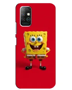 Чехол для Infinix Note 8 с картинкой «Спанч Боб на красном»