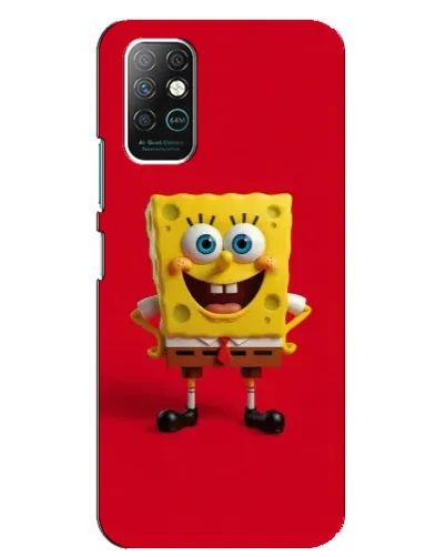 Чехол для Infinix Note 8 с картинкой «Спанч Боб на красном»