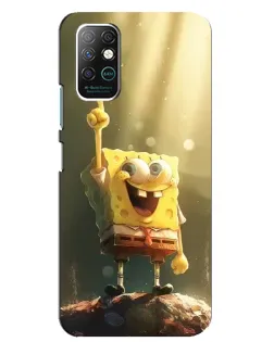 Чехол для Infinix Note 8 с картинкой «Сияющий Спанч Боб»