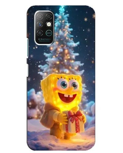 Чехол для Infinix Note 8 с картинкой «Рождественский Спанч Боб»