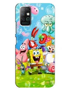 Чехол для Infinix Note 8 с картинкой «Губка Боб и друзья»