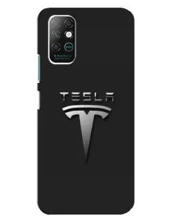Чехол для Infinix Note 8 с картинкой «Стальной логотип Tesla»