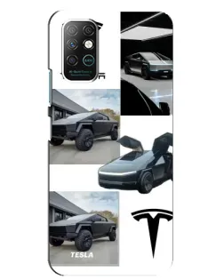 Чехол для Infinix Note 8 с картинкой «Коллаж Cybertruck Tesla»
