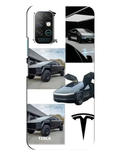 Чехол для Infinix Note 8 с картинкой «Коллаж Cybertruck Tesla»