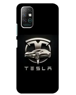 Чехол для Infinix Note 8 с картинкой «Tesla — серебристое авто»