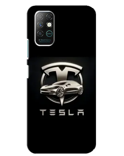 Чехол для Infinix Note 8 с картинкой «Tesla — серебристое авто»