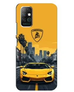 Чохол для Infinix Note 8 з картинкою «Жовтий Lamborghini місто»