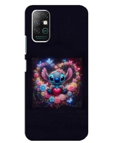 Чехол для Infinix Note 8 с картинкой «Stitch в цветах»