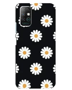 Чехол для Infinix Note 8 с картинкой «Ромашки на черном»
