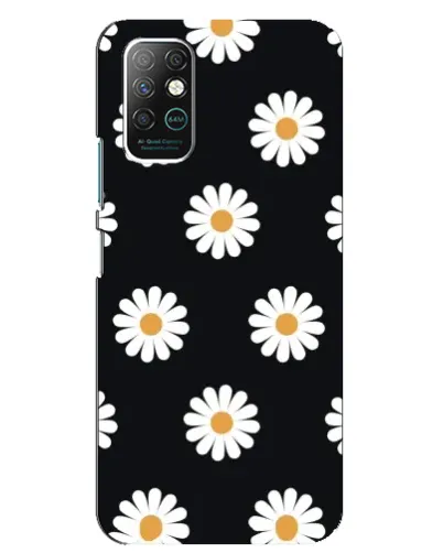Чехол для Infinix Note 8 с картинкой «Ромашки на черном»