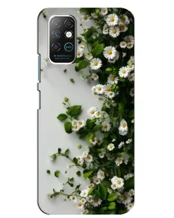 Чехол для Infinix Note 8 с картинкой «Ветка мелких белых цветов»