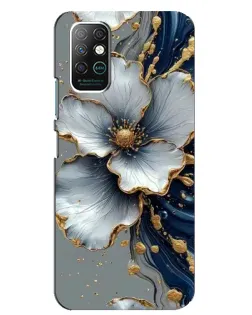 Чехол для Infinix Note 8 с картинкой «Белый цветок и золотой флюид»