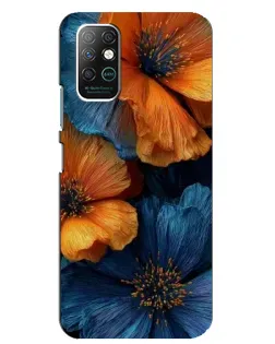 Чехол для Infinix Note 8 с картинкой «Яркая сине-оранжевая флора»