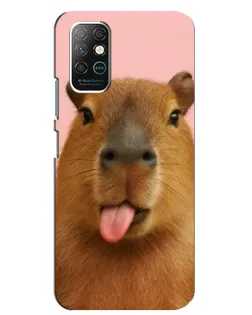 Чехол для Infinix Note 8 с картинкой «Капибара с языком»