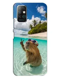 Чехол для Infinix Note 8 с картинкой «Капибара на море»