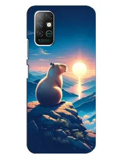 Чехол для Infinix Note 8 с картинкой «Закат солнца с капибарой»