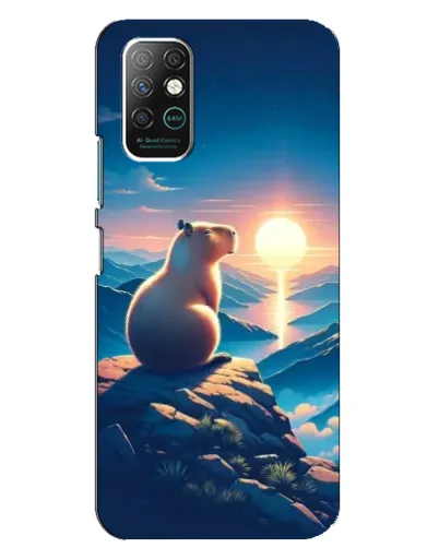 Чехол для Infinix Note 8 с картинкой «Закат солнца с капибарой»